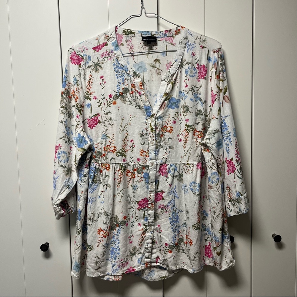 👚Jones New York Floral Top - Pink, Blue, Green